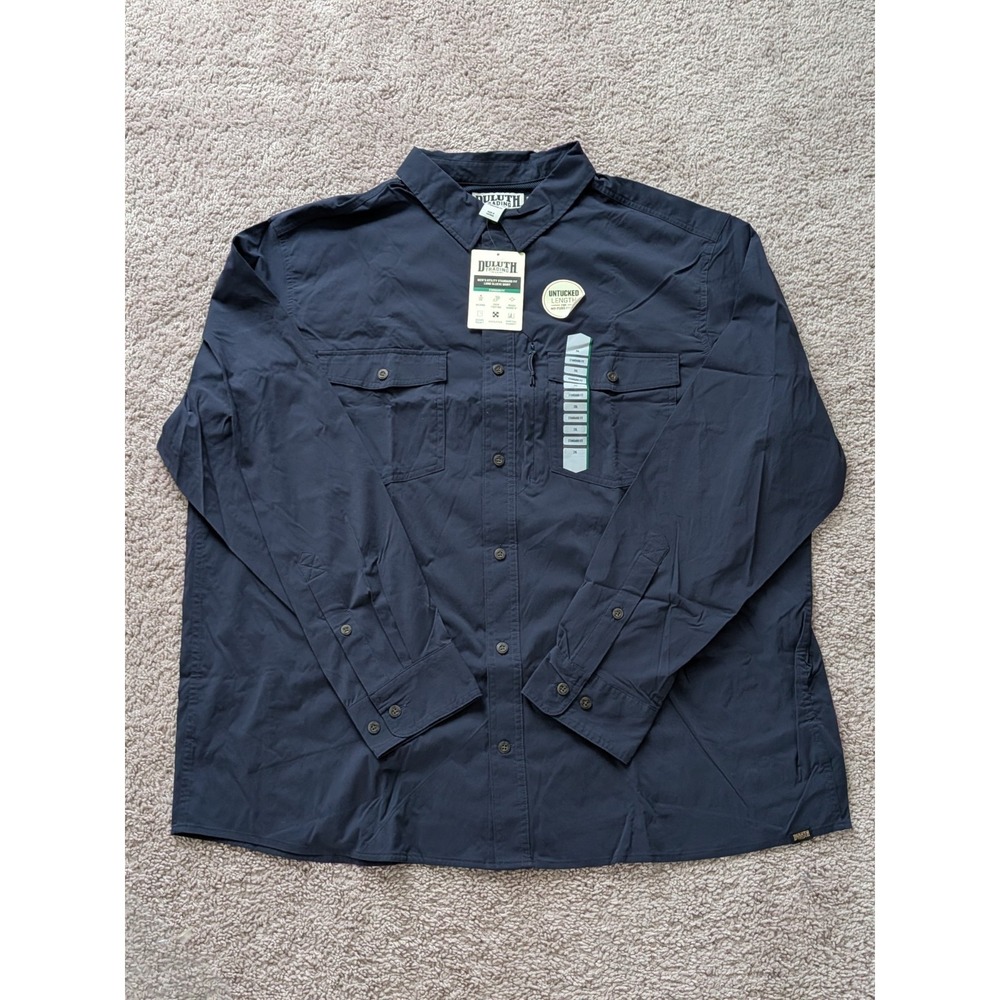 Duluth Men Utility Standard Fit Long Sleeve Shirt 2XL Navy Blue 25105 NWT